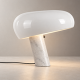Cupola White Marble Table Lamp, White Shade