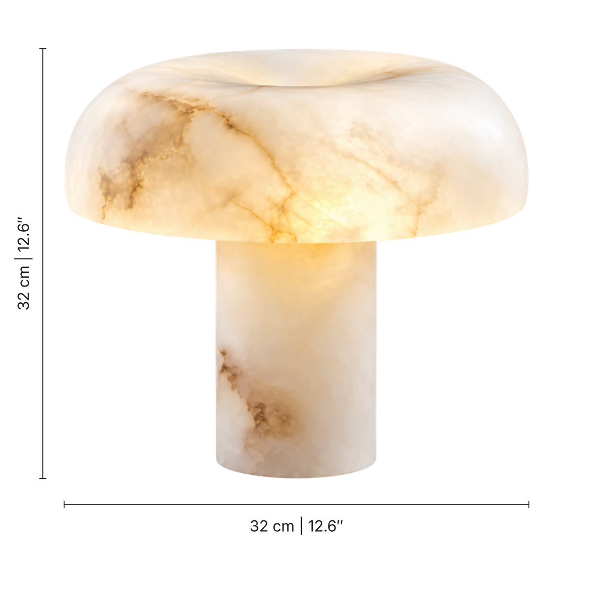 Alma Alabaster Mushroom Table Lamp, dimensions