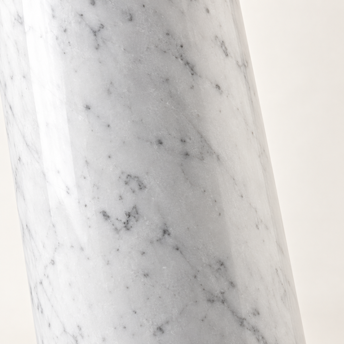 Cupola White Marble Table Lamp, black shade, studio photo