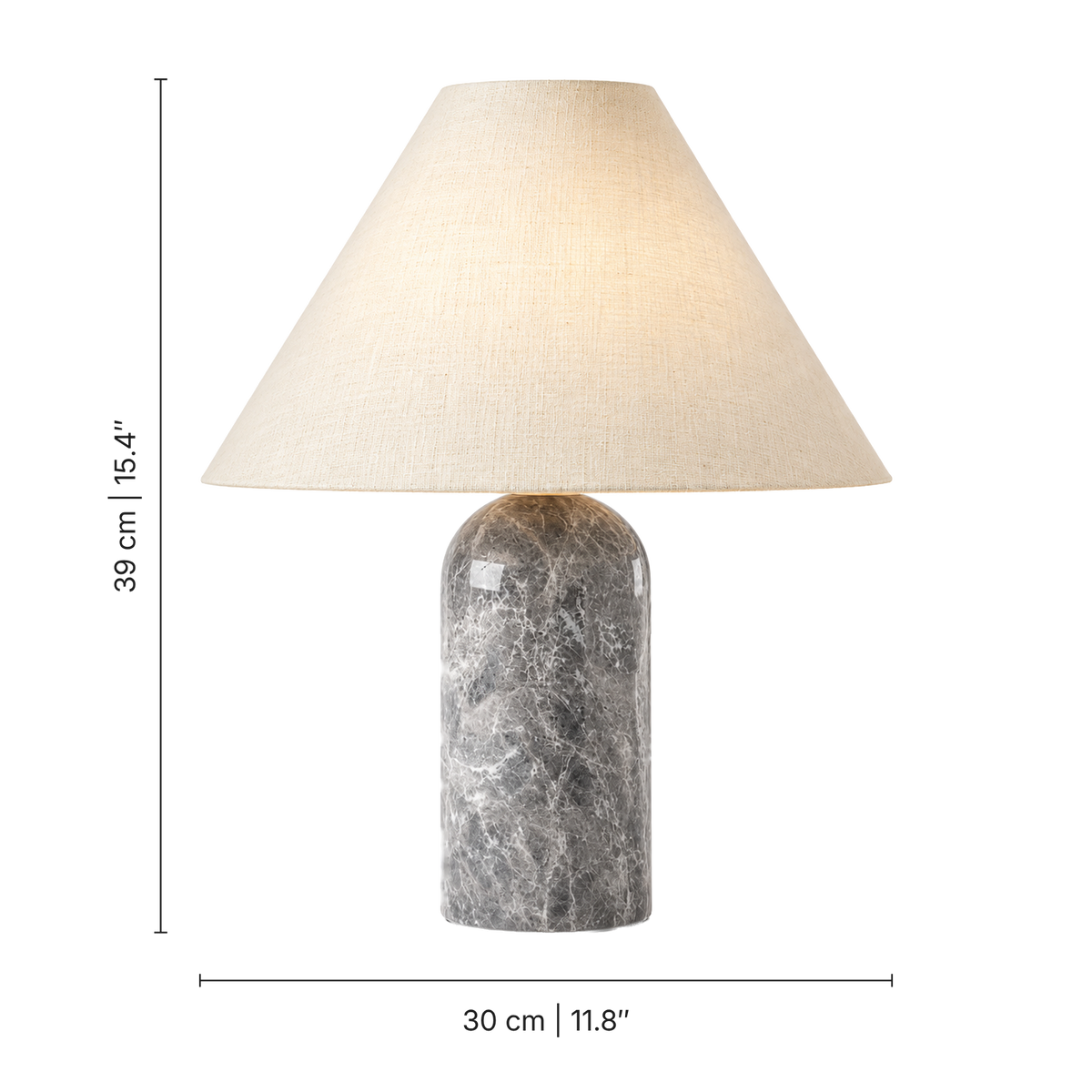 Helios Marble Table Lamp, Grey, dimensions