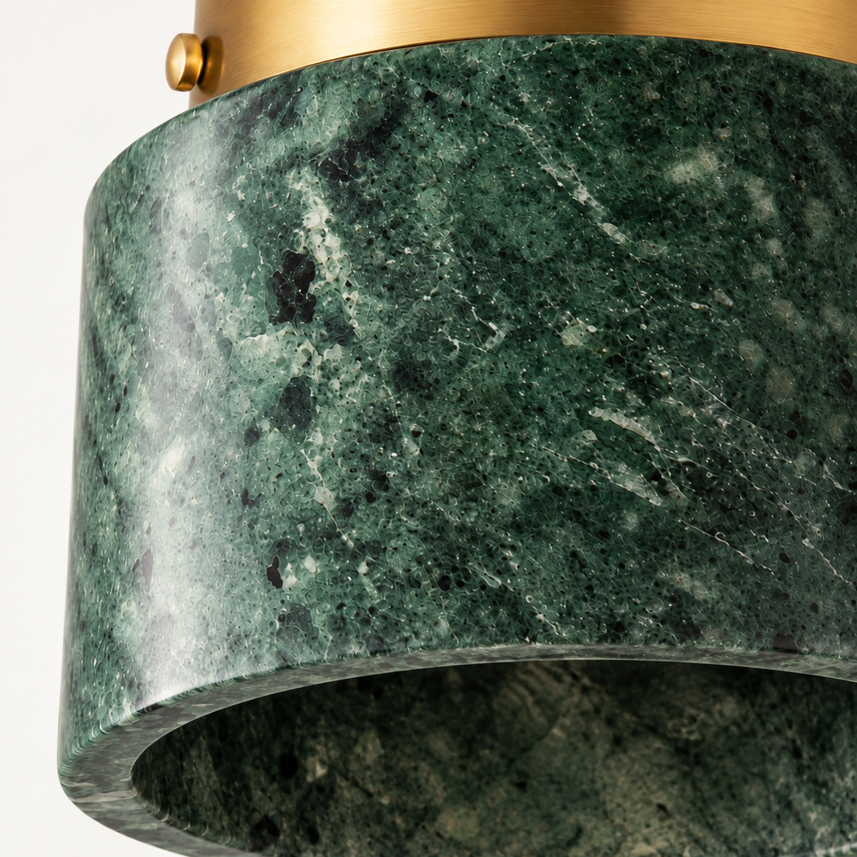 Isola Marble Drum Ceiling Light, green marble, studio photo