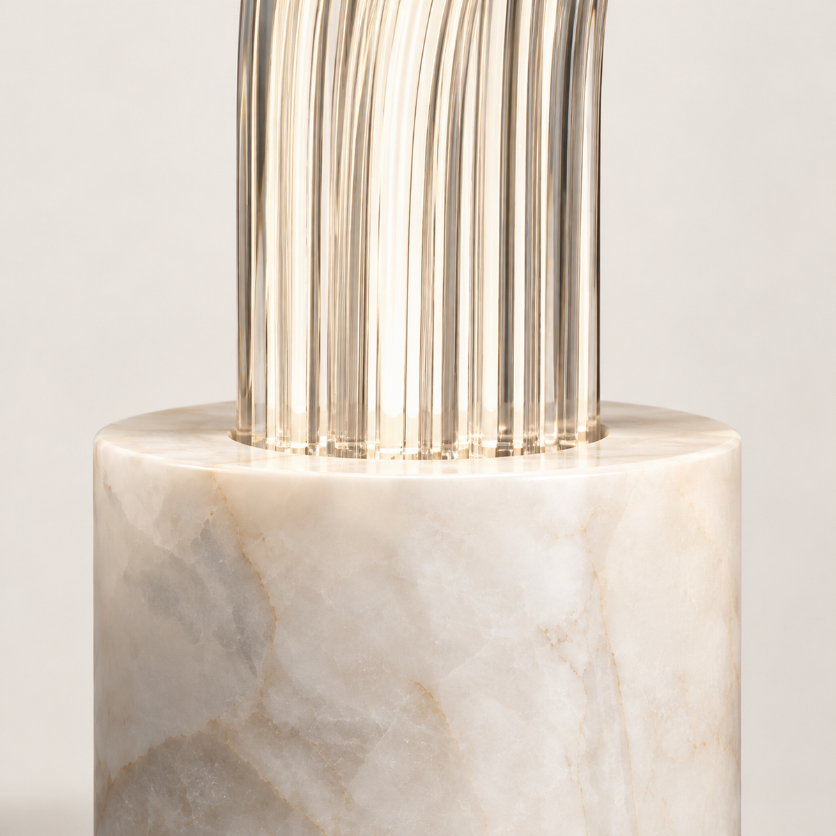 Lucero Marble Raindrop Table Lamp, white marble, studio photo