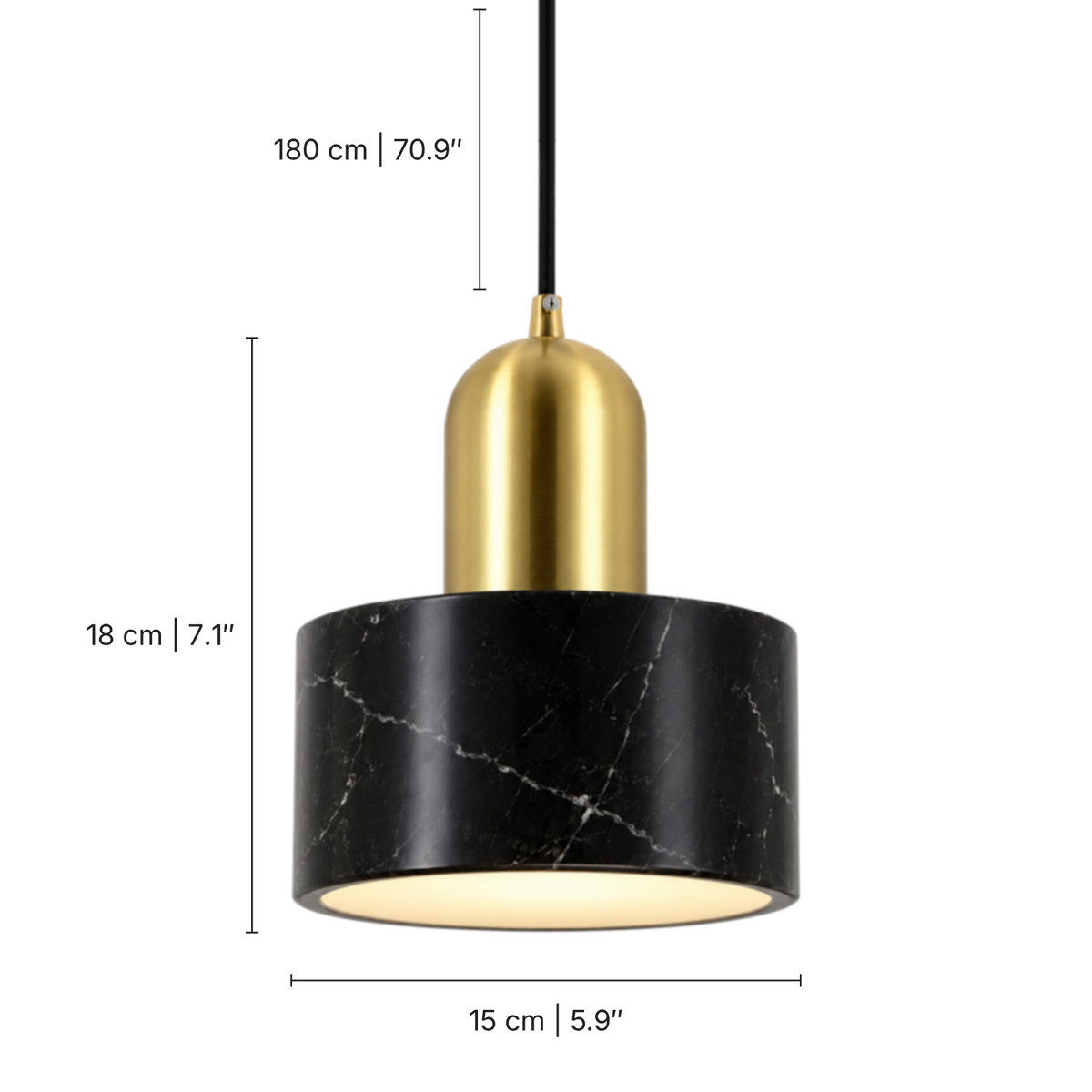 Milo Marble Drum Pendant Light, dimensions