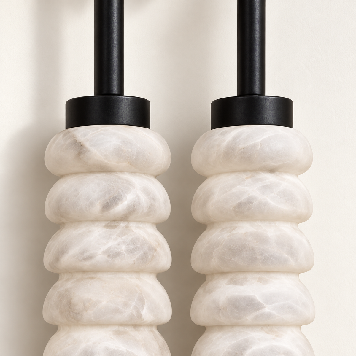 Sabina Alabaster Stacked Wall Light, small (H35 cm), studio photo